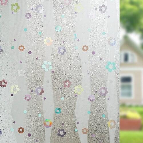 Cherry blossom pattern glue-free electrostatic anti-mildew anti-ultraviolet colorful glare flower butterfly romantic glass film