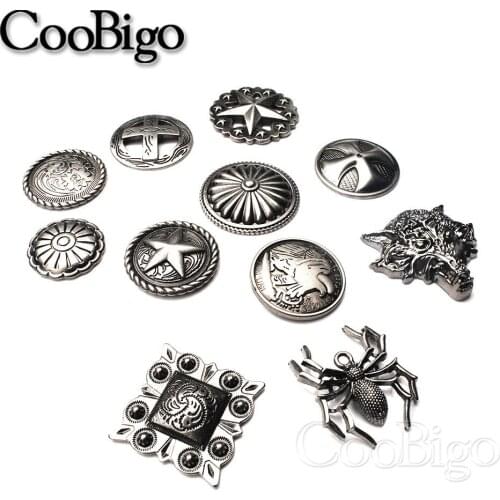 100 Sets Metal Rivet Spike Stud Punk Riveted Studs for Leather Bag Belt Clothes Shoes DIY Craft Sew Accessory Cross Spider Wolf