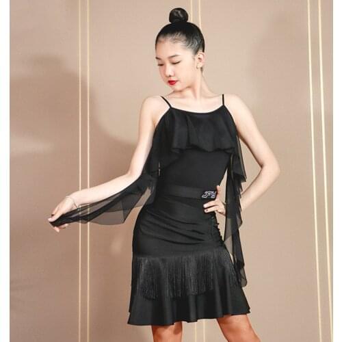 2020 New W728 Latin Dance Dress Women Bodysuit Sleeveless Lotus Design Tops for Ballroom Tango Chacha Dancing Performamnce