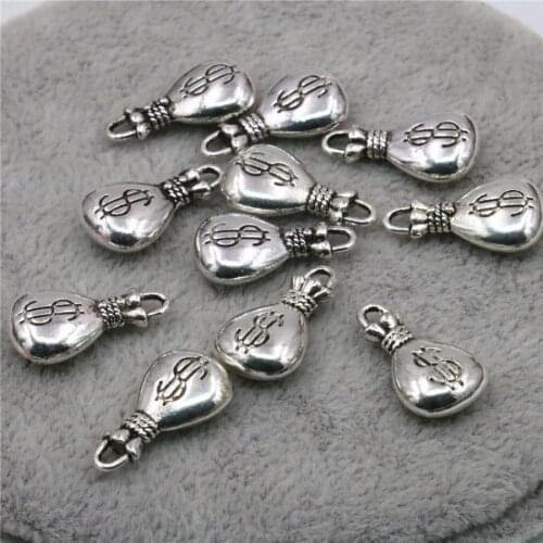 10PCS Accessories Jewelry Making Design Copper Metal Pendant Women Girls Gifts Bag Shaped Lucky DIY Loose Alloy Finding 10x16mm