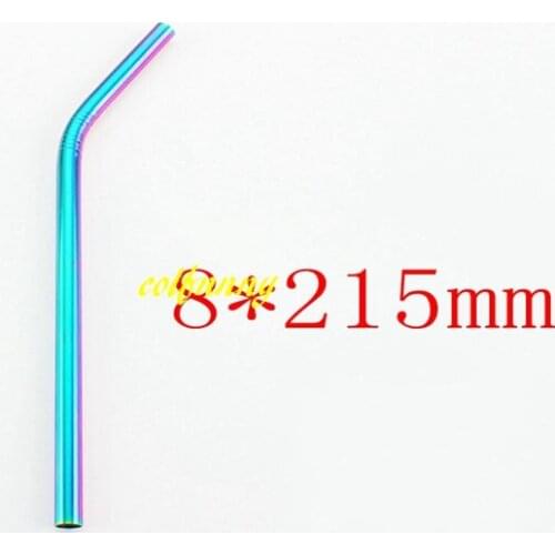 100pcs/lot 8*215mm Colorful Stainless Steel Straw bend & straight drinking straws beer straw For 20 oz cup