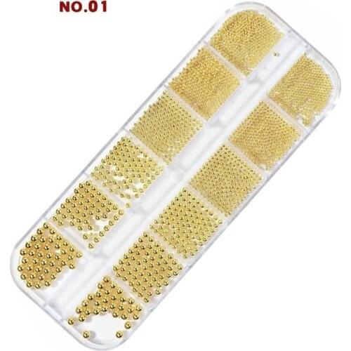 12 Grids Nail Rhinestone Regular Beads 3D Nail Decoration Accessories Nail Stones Gems Pearl DIY Nail Decorations