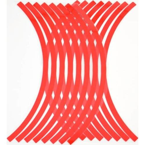16 Strips 10 Inch Reflective Motocross Bike Motorcycle Sticker Motorcycle Auto Wheel Rim Motorbike Moto Stickers Car Styling Red