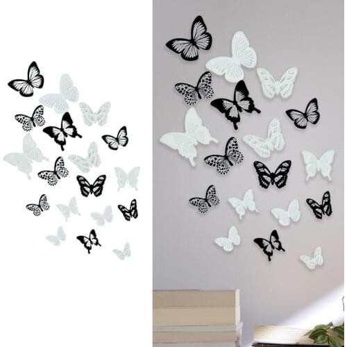 18pcs/lot New 3d Crystal Butterfly Wall Stickers For Kids Rooms Home Decor Sticker Fridge Stickers DIY Party Wedding Butterflies