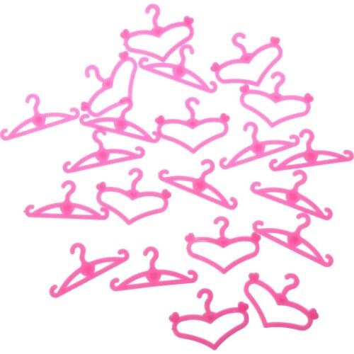 20Pcs Pink Hangers Fits 11.5 Inch Dolls Dress Clothes Gown Doll Clothes