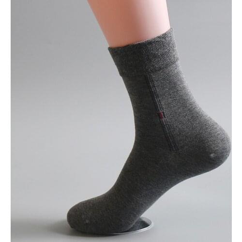 5 Pairs/Lot Men Business Cotton Loose Mouth Long Tube Thick Warm Dress Socks Male Absorb Sweat Deodorant Blue Sox Meias Homem