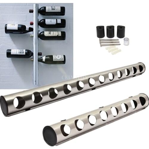 50Pcs/Lot Stainless Steel 12/8 Hole Wine Bottles Wall Mounted Wine Rack Holder Stand Kitchen Bar Decor Tool