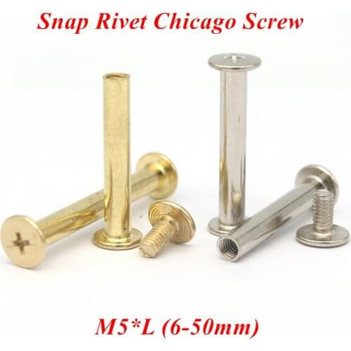 50sets M5 Snap Rivet Chicago Screw sex bolt account book binding post screw black steel plated M5x6/8/10/12/15/20/25/30mm