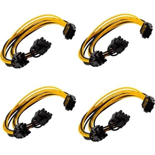 6 Pin PCIe to 2 x PCIe 8 (6+2) Pin Motherboard Graphics Video Card PCI-e Splitter Hub Power Extension Cable(4 Pack 20cm)