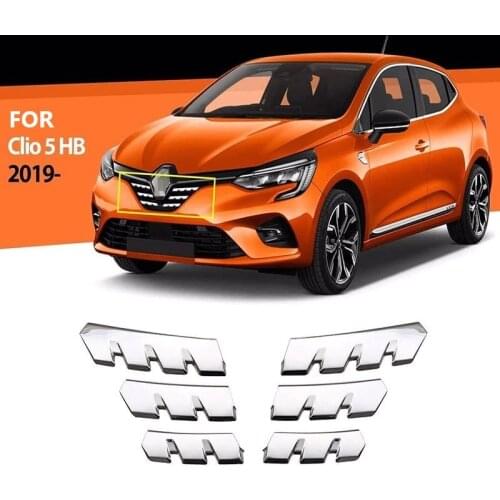 Renault Clio 5 HB-Front Grille 6 Piece Chrome 2020 New Clio Chromium Styling Modified Accessories Car Exterior Accessories chrome Application