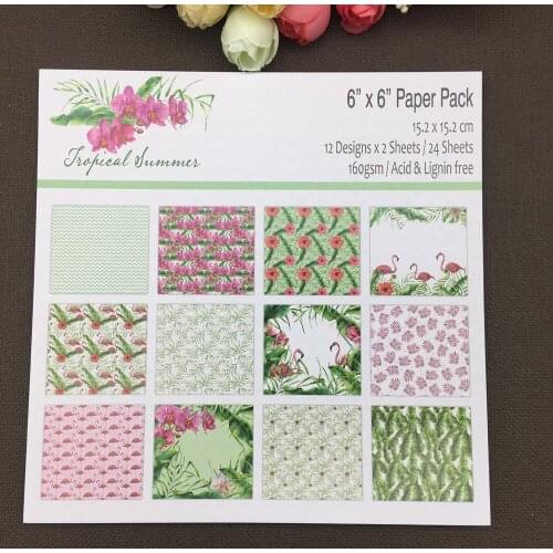 AlinaCraft 24 sheets 6"X6" summer paper Scrapbooking paper pack handmade craft paper craft Background pad