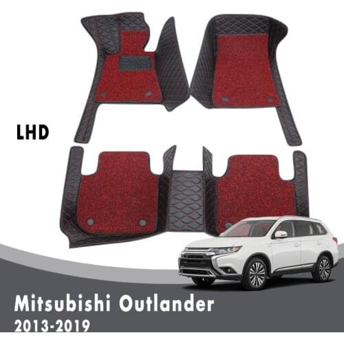 Car Floor Mats For Mitsubishi Outlander 5 Seats 2019 2018 2017 2016 2015 2014 2013 Luxury Double Layer Wire Loop Carpets Custom