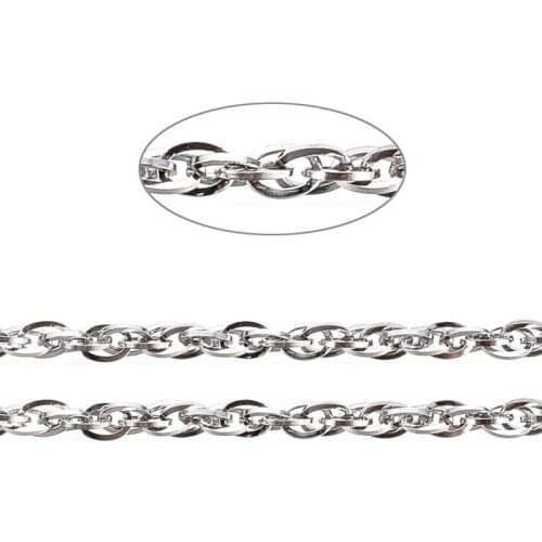 10m 304 Stainless Steel Rope Chains Link Chain Soldered for DIY Jewelry Making DIY handmade Supplies Bracelet Necklace 3x2x1mm