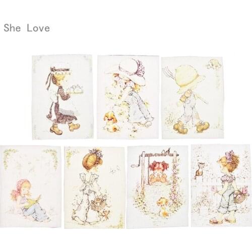 Chzimade 7pcs Girl Hand Dyed Fabric Sewing Cloth Garments DIY Handmade Materials Craft Making Accessories