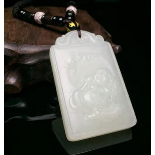 H65#Exquisite Hetian Jade Maitreya Buddha Pendant