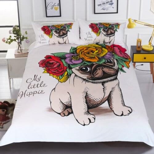Cute Pug printing Bedding Sets,Duvet Cover Set&Pillowcase,100% Brushed Microfiber Bedclothes,Home Bedroom Decor Bed Set
