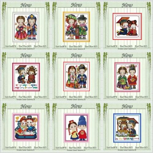 Korean wedding lovers diy paintings counted printed on canvas DMC 14CT 11CT Chinese Cross Stitch Needlework Sets Embroidery kits
