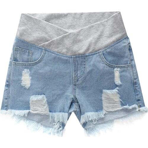Pregnant women summer wear low waist denim summer loose maternity clothes Denim+ cotton clothes soft Maternity denim shorts