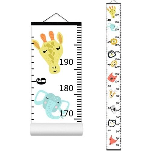 Nordic Children Height Ruler Canvas Hanging Growth Chart Kids Room Wall Decor Wall Sticker Ruler Cartoon Printed Wall Decoration