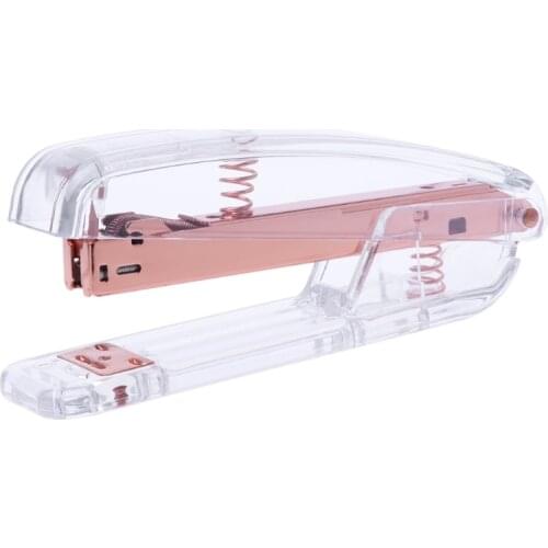 Fashion Rose Gold Stapler Acrylic Metal 24/6 26/6 Practical Manual Staplers Tool Nov-26B