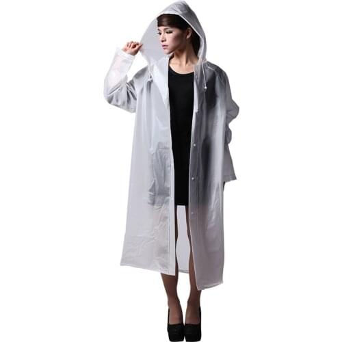 Fashion And Personality Long EVA Jelly Glue Waterproof Snow Defense White Frosted Rain Suit Outdoor Ultra-thin Women Raincoat
