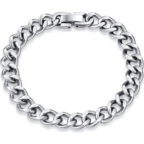 8mm Men Women Stainless Steel Curb Cuban Link Chain Bracelets Silver Color Black Gold Bracelet Jewelry Gift Accessories