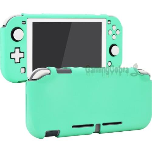 PlayVital Mint Green Soft Touch Protective Hard Cover for NS Switch Lite - 1 x White Border Tempered Glass Screen Protector