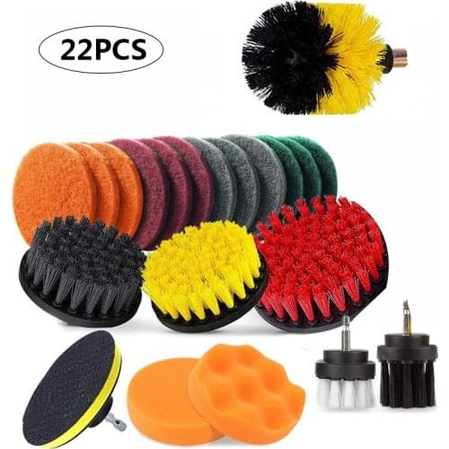Drill Brush Attachment Set Power Scrubber Brush Car Polisher Bathroom Cleaning Kit with Extender Kitchen Cleaning Tools