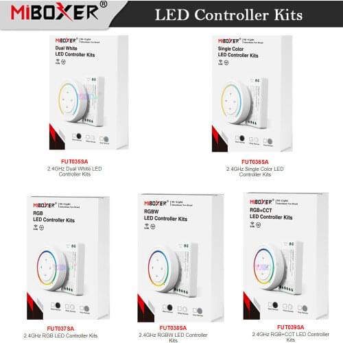 Miboxer Single color/CCT/RGB/RGBW/RGB+CCT LED Controller Kits DC12V 24V mini Strip Light Bulb dimmer switch+2.4G Sunrise Remote