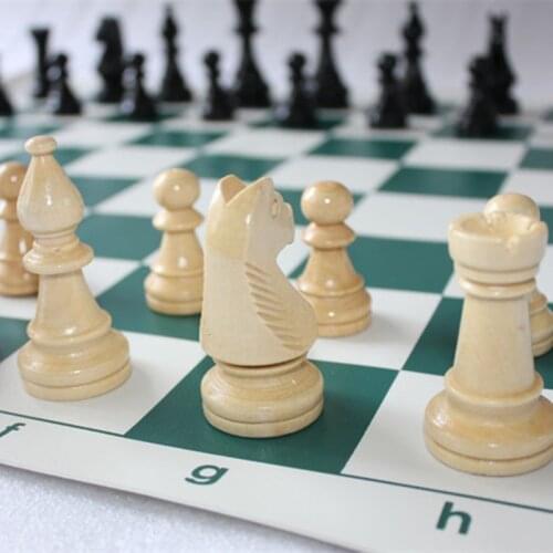 New Chess Set Wooden Chess Pieces King High 97mm Chess Game Extra Large Solid Wood Standard Game With Leather Plate Gift