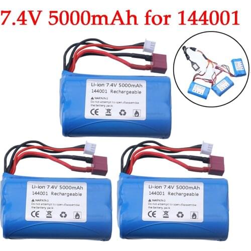 Upgrade 7.4V 5000mAh li-ion Battery for Wltoys 144001 12428 RC Car Spare Parts 3000 mah 7.4 V Lithium battery 2S Lipo battery