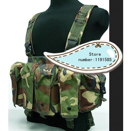 Outdoor tactical ride AK multi-pocket magazine chest rig carry cs vest Woodland