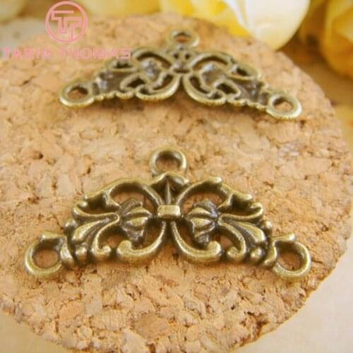 30PCS 26*14MM Antique Bronze Plated Zinc Alloy Necklaces Pendants Connected Charms Diy Handmade Jewelry Findings