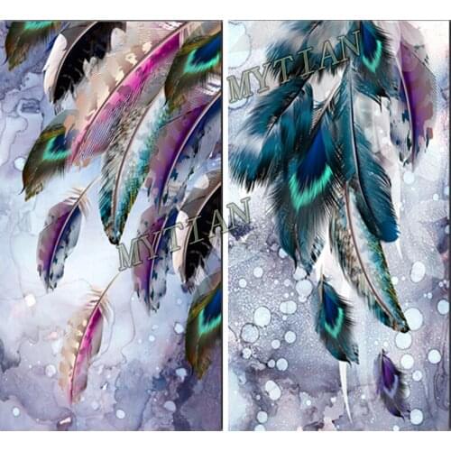 Full Square /round 5D diy Diamond Painting abstract colorful feather embroidery pattern Cross Stitch kit Mosaic wedding decor