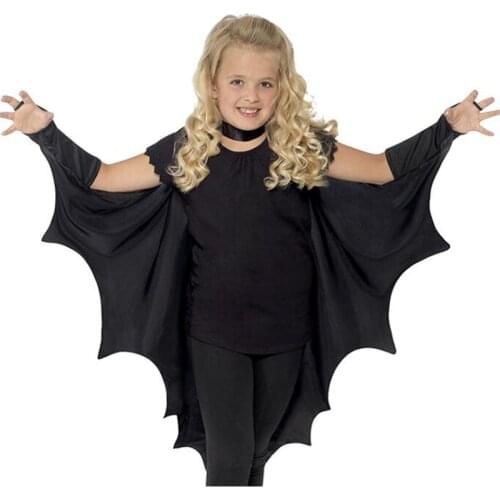 Hot Halloween Kid Fancy Black Bat Cosplay Costumes Wings For Boys Girls Children Party Vampire Performance Cloak Clothing