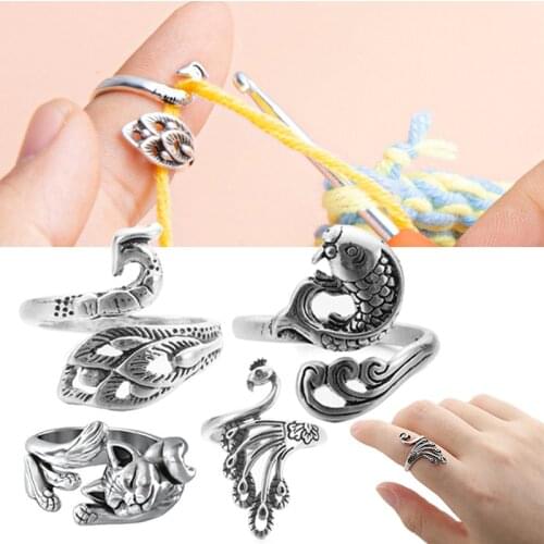 Adjustable Knitting Loop Crochet Loop Knitting Accessories Knitting Ring Adjust Finger Wear Thimble Yarn Guides Knitted Ring