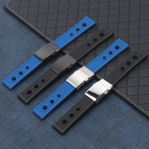 22mm 24mm Luxury Brand Black Blue Soft Silicone Rubber Watch Band WatchBand Bracelet For Navitimer/Avenger/Breitling Strap Logo
