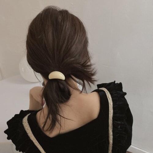 Sweet Cream Color Elastic Hair Bands Circular Shape Rubber Hair Rope Women Hair Ties Round Tube Ponytail Holder Scrunchies