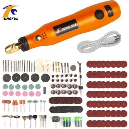 TUNGFULL Mini Drill Rotary Tool Engraving Tool USB Charger Wood Carving Pen Cordless Power Tool with Dremel Accessories