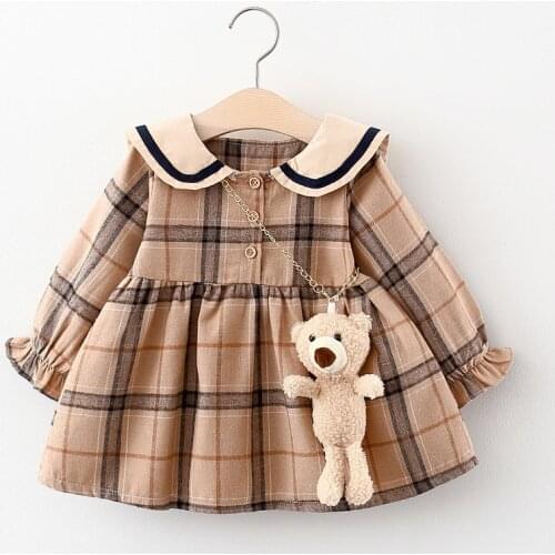 Spring baby girls clothes outfits casual long-sleeved dress for 1 year girl baby clothing babies infant birthday dresses dress