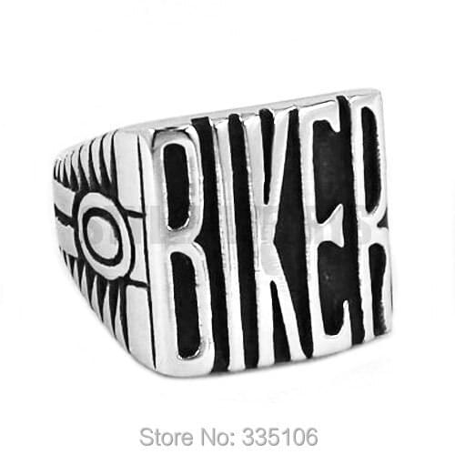 Vintage Engine BIKER Motorcycle Ring Stainless Steel Jewelry Classic Carve Words Motor Biker Men Boys Ring Wholesale SWR0441A