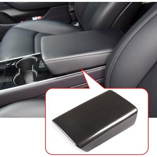 For Tesla Model 3 ABS Carbon Fiber Inner Center Storage Armrest Cover Trim Accessories 2018-2019