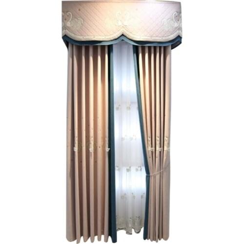 Customized dirty pink embroidery childrens room curtain cloth girl bedroom girl room bay window shading customization