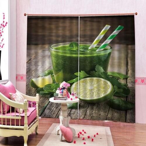 Green fruit curtains Bedroom 3D Window Curtain Luxury living room decorate Cortina fashion curtains
