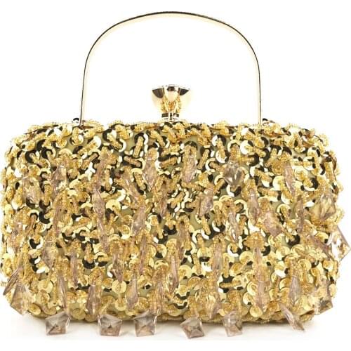 Boutique De FGG Sequins & Tassels Drop Women Beaded Evening Clutch Bags Wedding Bridal Handbags Party Dinner Purse
