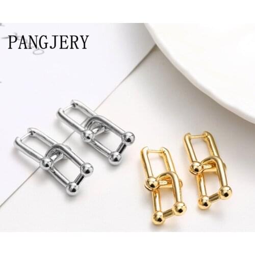 PANGJERY Prevent Allergy 925 Sterling Silver Horseshoe Drop Earrings for Women Vintage Chic Geometric Anniversary Jewelry Gifts
