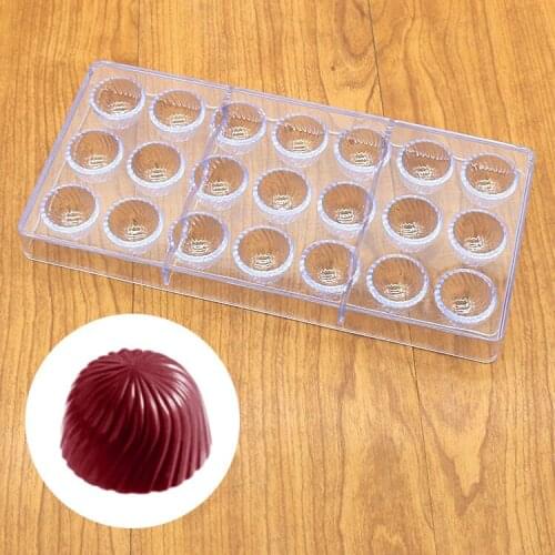 1PC 21 Spiral Bell Hard Polycarbonate Chocolate Mould PC Candy Pasta Tool Injection PC Cake Mold QA 254