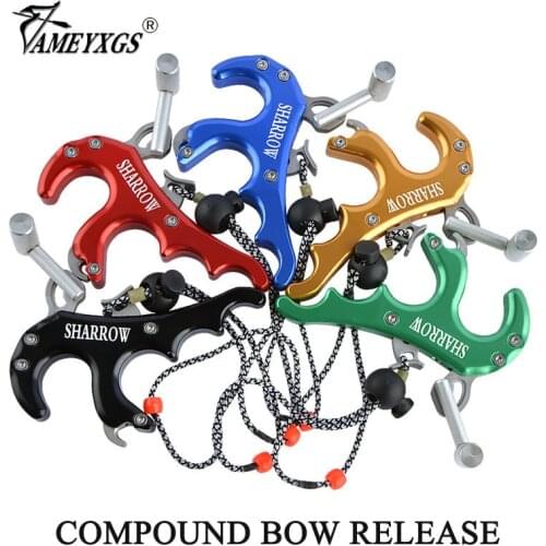 1pc Archery Bow Release Aid 5colors 4 Finger Thumb Trigger Caliper Release Fit Compound Bow Hunting Shooting Accessories SHARROW