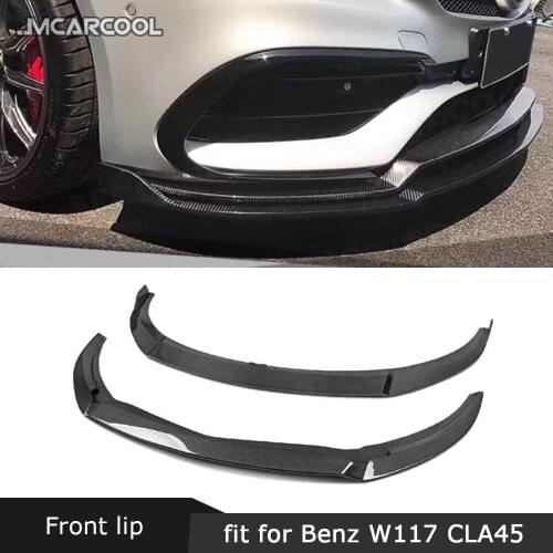 For Mercedes Benz CLA Class W117 CLA45 AMG 2016-2019 Front Lip Chin Carbon fiber Double Bumper Chin Shovel Spoiler