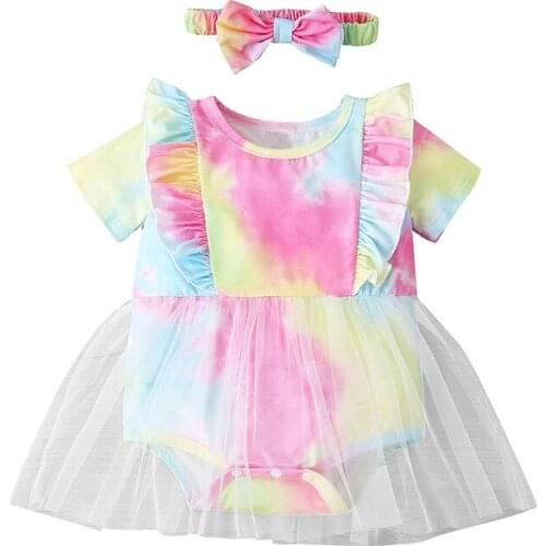 2021 childrens dress summer cotton newborn one-piece shorts skirt female treasure short crawler net yarn princess one-piece